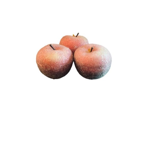 Vintage Beaded Sparkly Apple Kitschy Decor Set of 3  3.5" - Picture 1 of 7